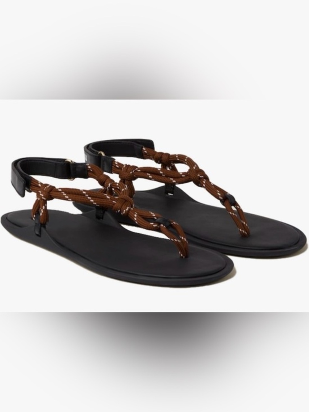 NWOT Black and Rust Brown Rope Sandals Size 7.5